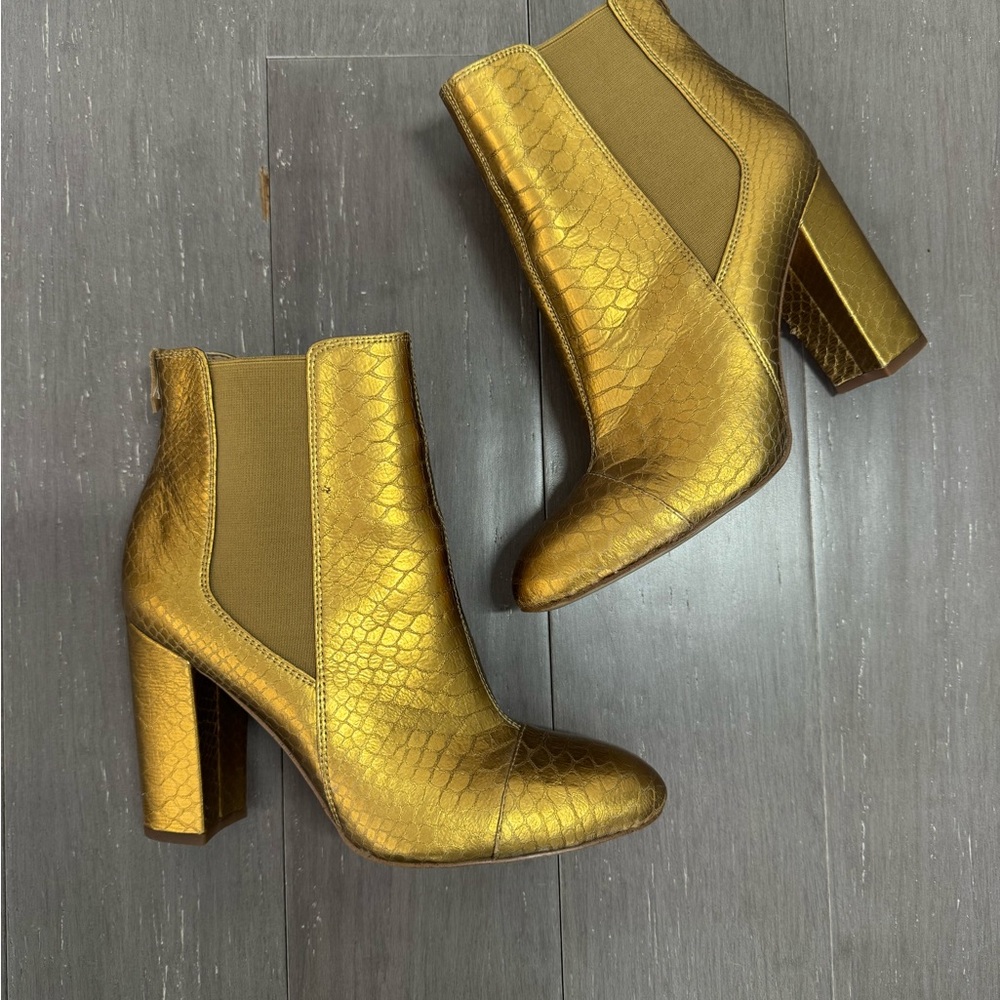 Sam Edelman Gold Snake-Python Heeled Booties Woma… - image 2